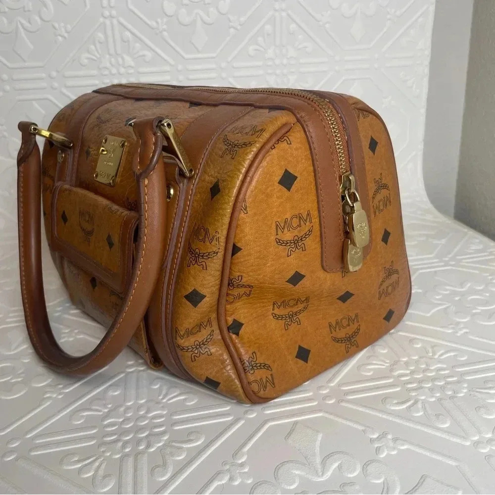 MCMβ Cognac Brown Boston Bag Purse - Picture 4 of 15